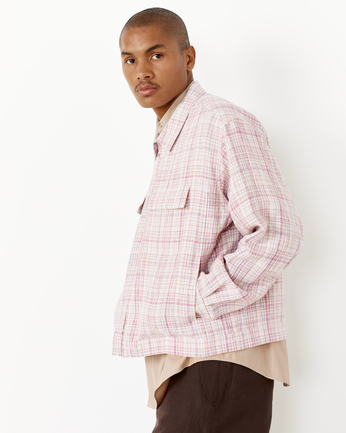 Are you in the market to purchase an Linen Silk Check Zip Blouson